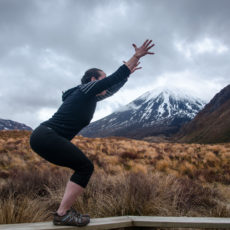 Chair pose (mini squat to strengthen legs)